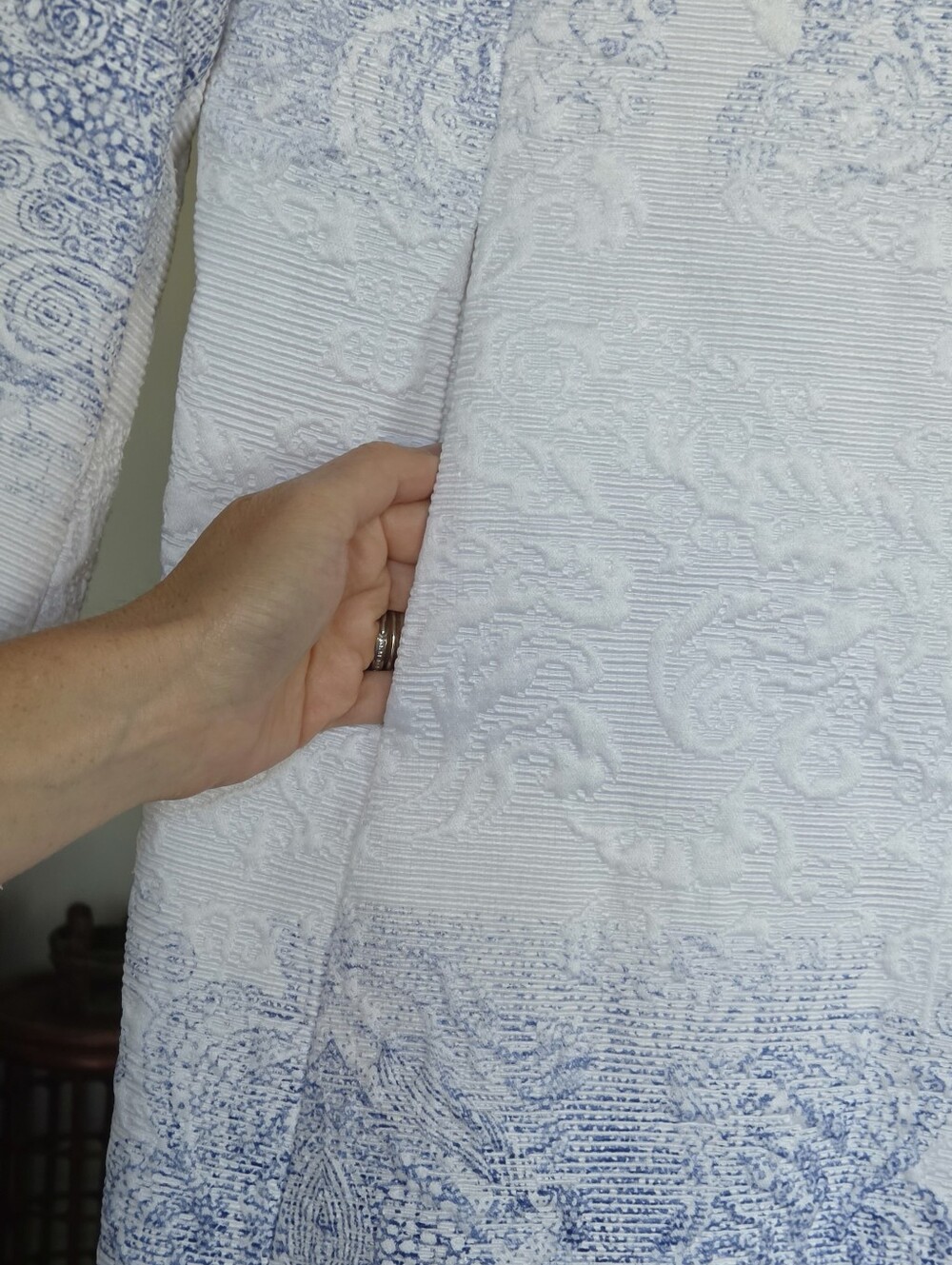 Desigual White & Blue Ombre Tapestry Long Coat - Picture 5 of 11